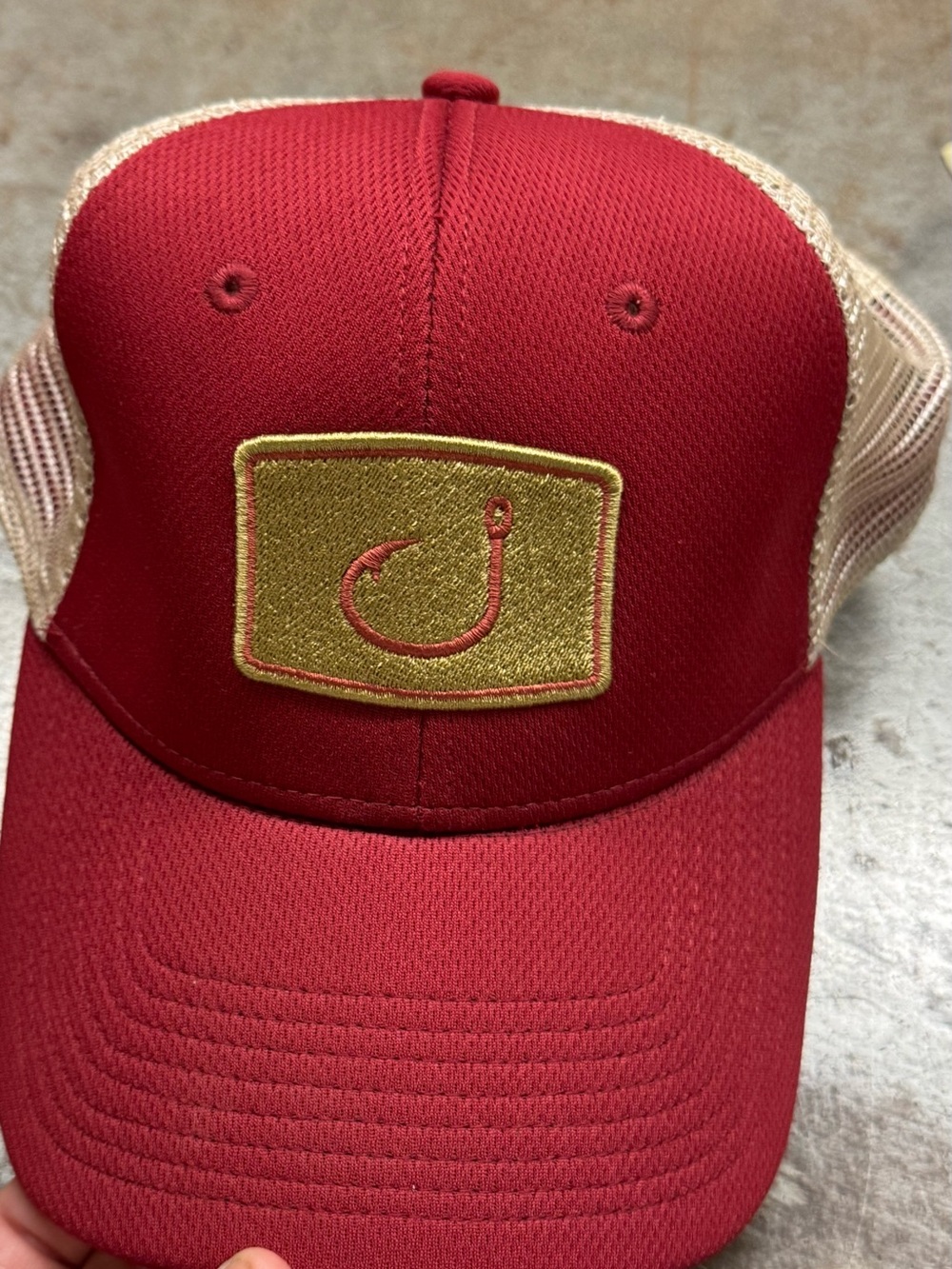 Men's Avid Red Trucker Cap Hat with Gold Patch